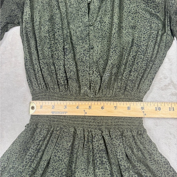 Rails Jasmine Olive Speckled Tiered Button Front Mini Boho Green Dress Size XS - Picture 9 of 16